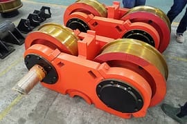 45°Split overhead crane wheel installed on the overhead crane