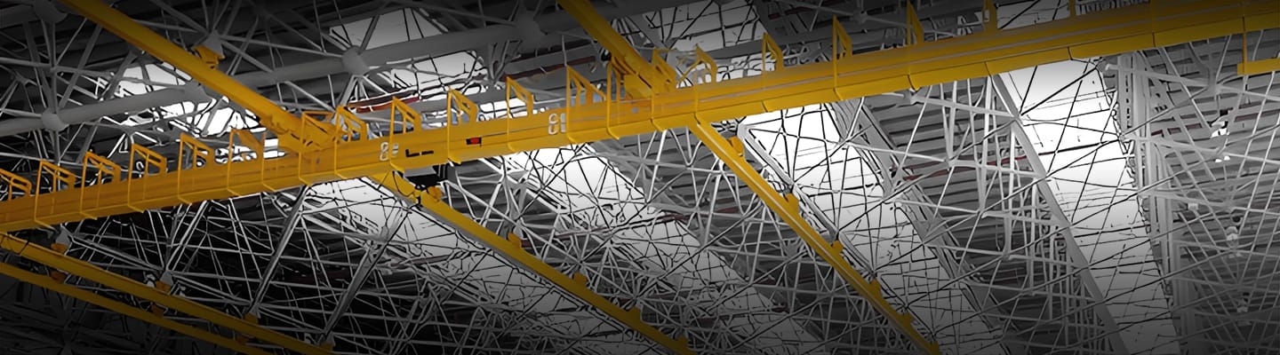 banner com marca d'água para ponte rolante de estação de trabalho