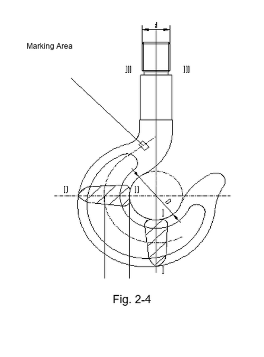 crane hook dangerous sections diagram